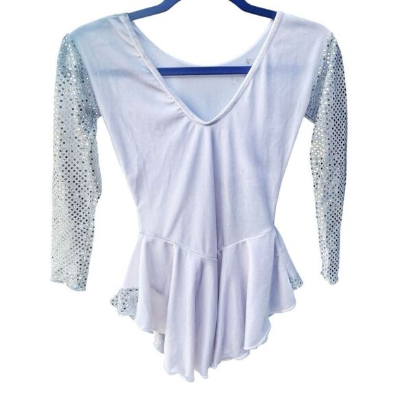 Girls White Winter Wonderland Competition Figure Ice Skating Dress Size M Girls - Picture 1 of 6